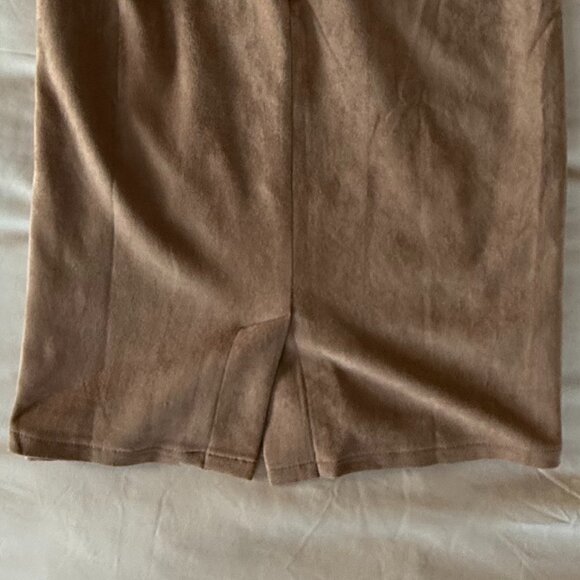 Superpower Tan Suede Pencil Skirt - Picture 9 of 9